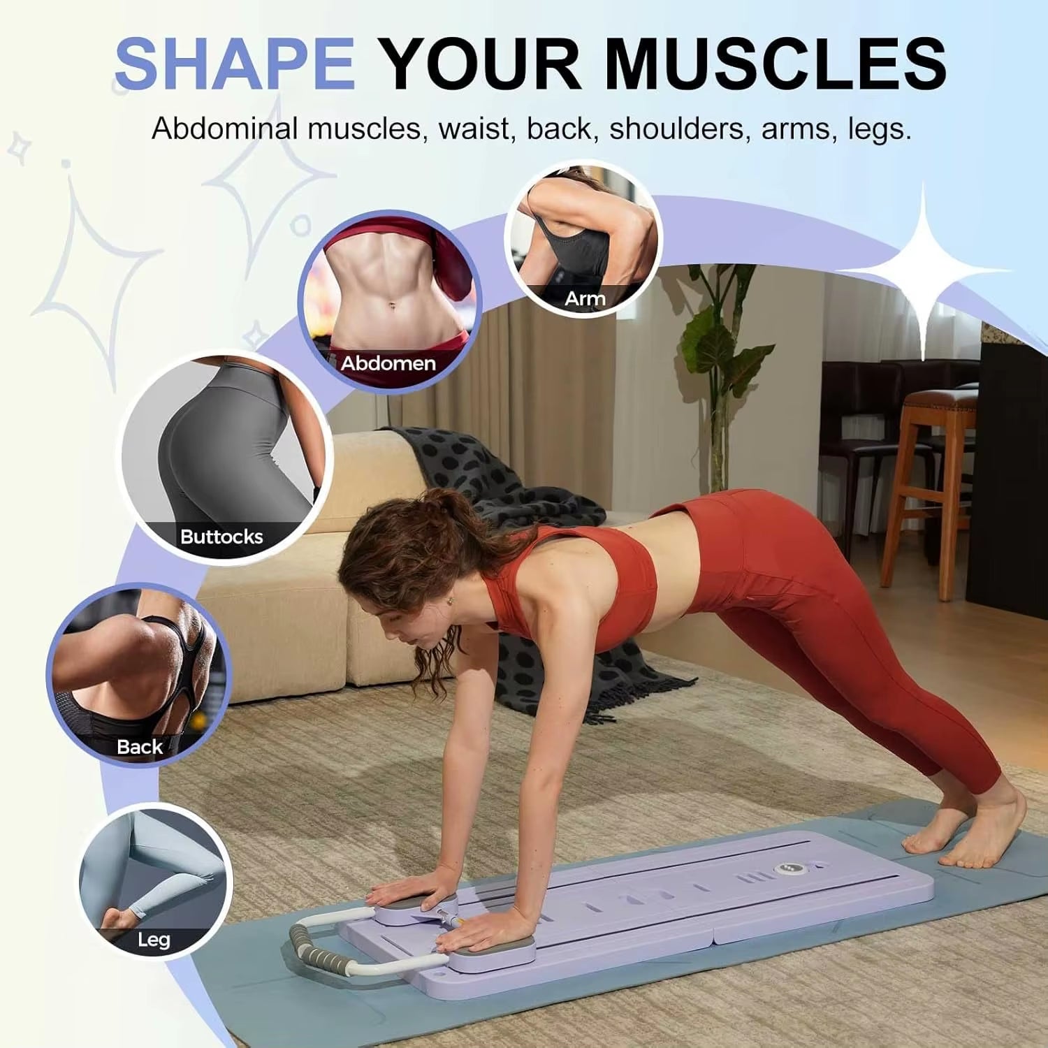 Multifunctional Fitness Board for Pilates, Abdominal Exercises, and Core Workouts